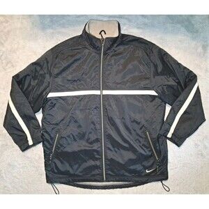 Vintage Nike Fleece Lined Men's Black Jacket Size XL Biege Lining Windbreaker